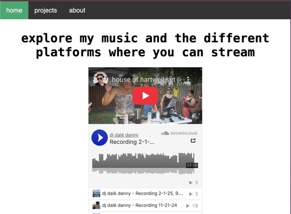 screenshot of the links of my music